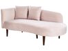 Chaise-longue versão à esquerda em veludo rosa pastel CHAUMONT_871172