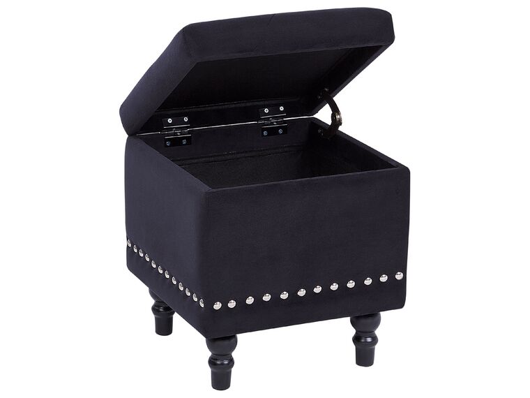 Hocker mit Stauraum Samtstoff schwarz LORETTO Beliani.de