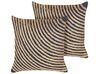 Lot de 2 coussins décoratifs avec motif en jute 45 x 45 cm beige et noir BERGENIA_843187