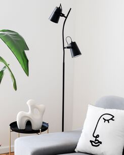 Lattiavalaisin 2 polttimoa teräs musta FLINT