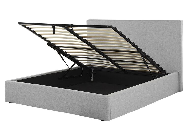 Čalúnená posteľ s úložným priestorom 160 x 200 cm sivá LORIENT_827040