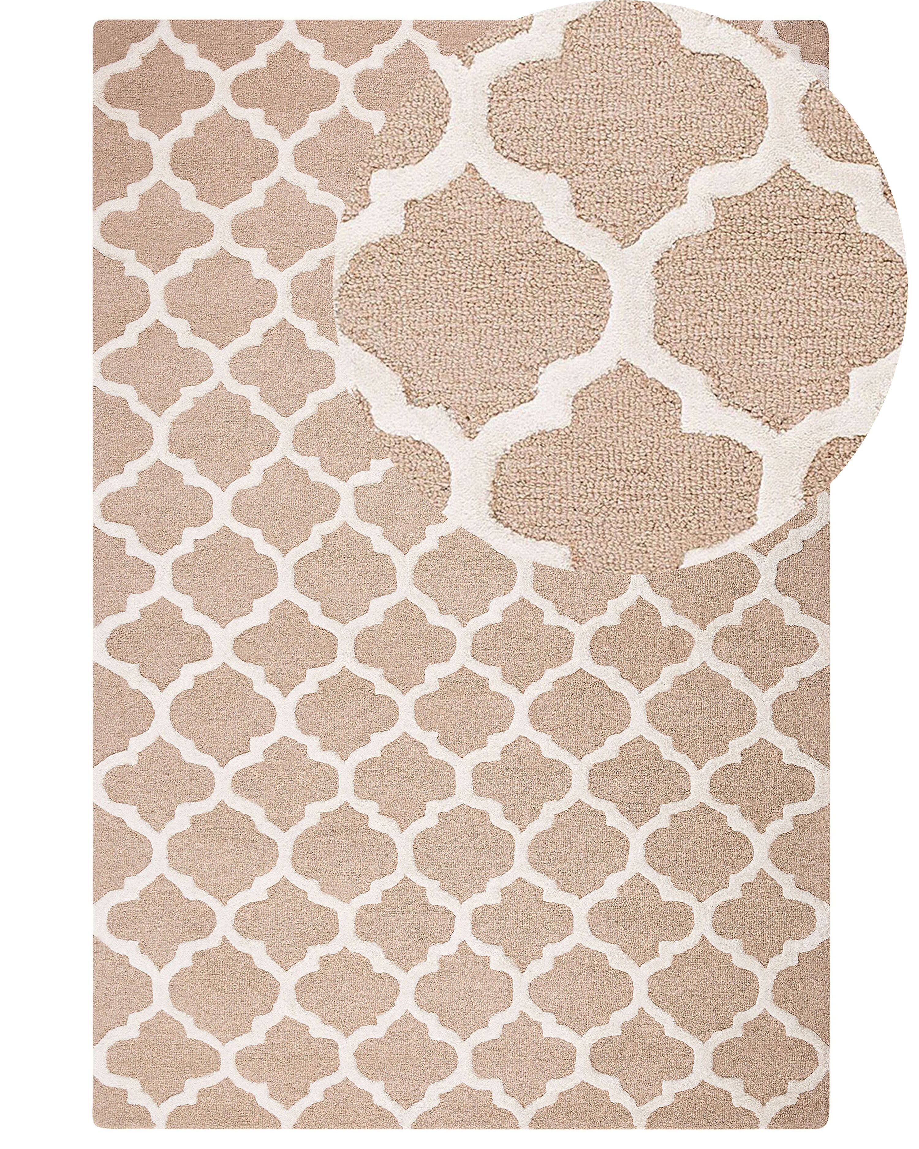 Teppich beige 160 x 230 cm marokkanisches Muster Kurzflor ERBAA