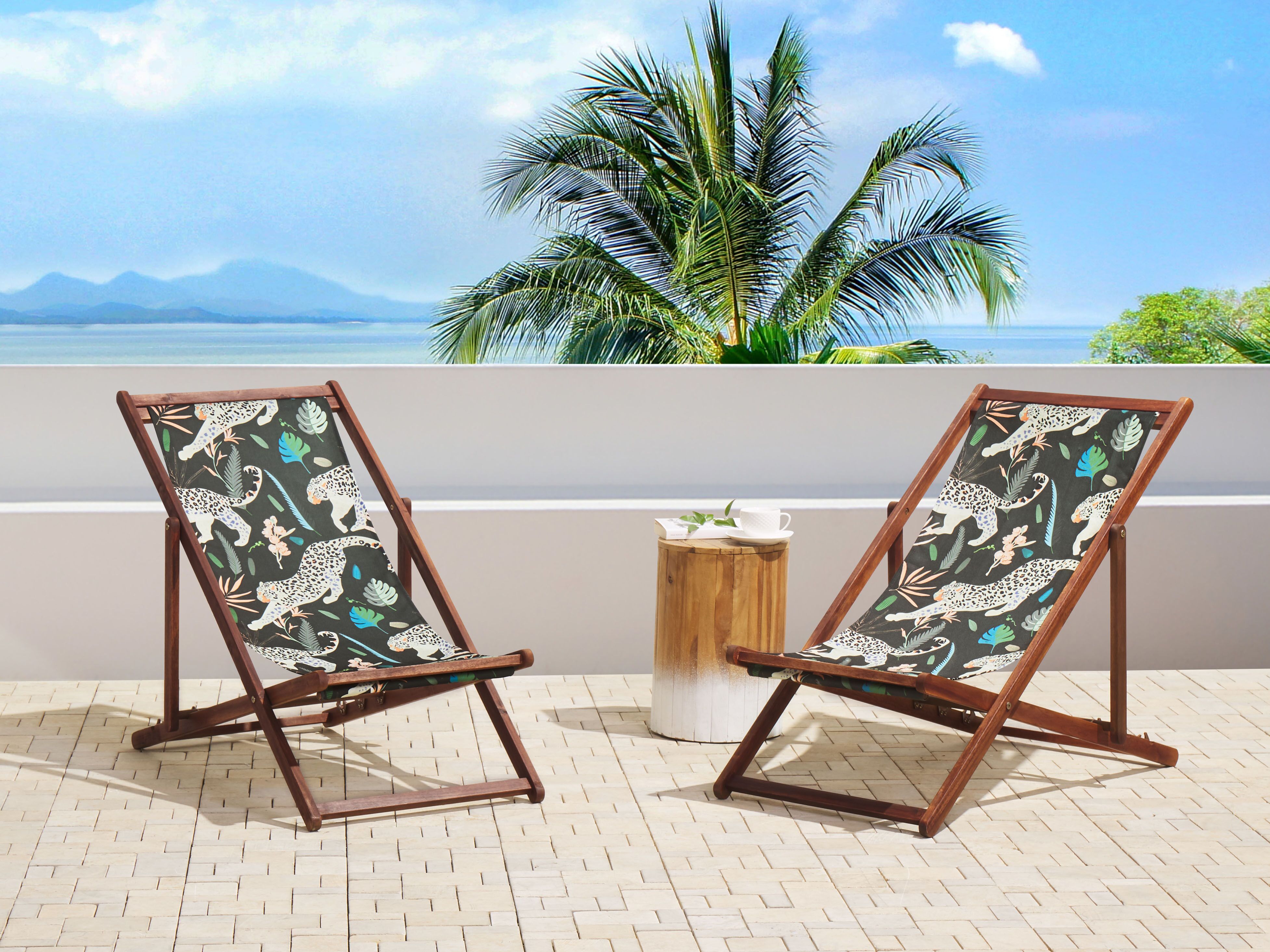 GOPLUS Lot De 2 Chaises Chiliennes Jardin Extérieur Pliantes Bambou - 150 KG - Beige