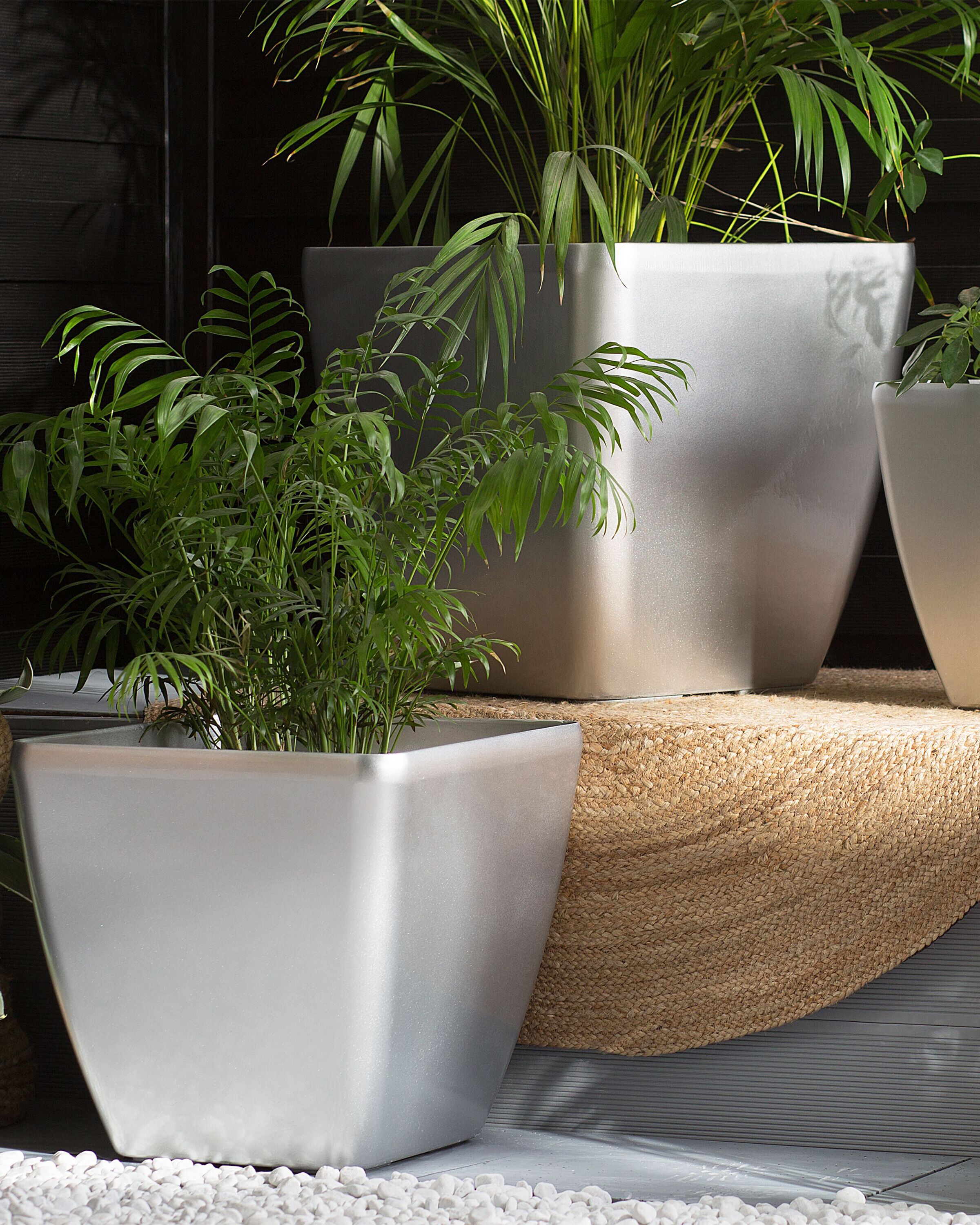 Vaso decorativo para plantas 42 x 42 x 41 cm prateado ASTRAS