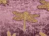 Set of 2 Embroidered Velvet Cushions Dragonfly Motif 30 x 50 cm Purple DAYLILY_892669