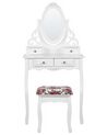 4 Drawers Dressing Table with Oval Mirror and Stool White AMOUR_786320