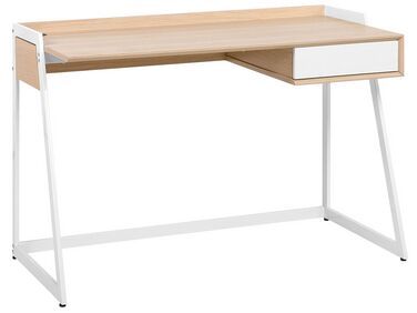 Schreibtisch weiß / heller Holzfarbton 120 x 60 cm QUITO