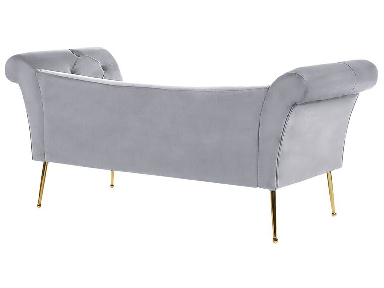 Velvet Chaise Lounge Grey NANTILLY Beliani.co.uk