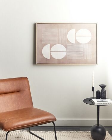Abstract Framed Canvas Wall Art 63 x 93 cm Beige RACALE