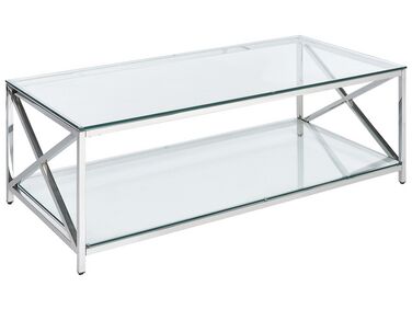 Mesa de centro de vidrio templado transparente/plateado 120 x 60 cm AUDET