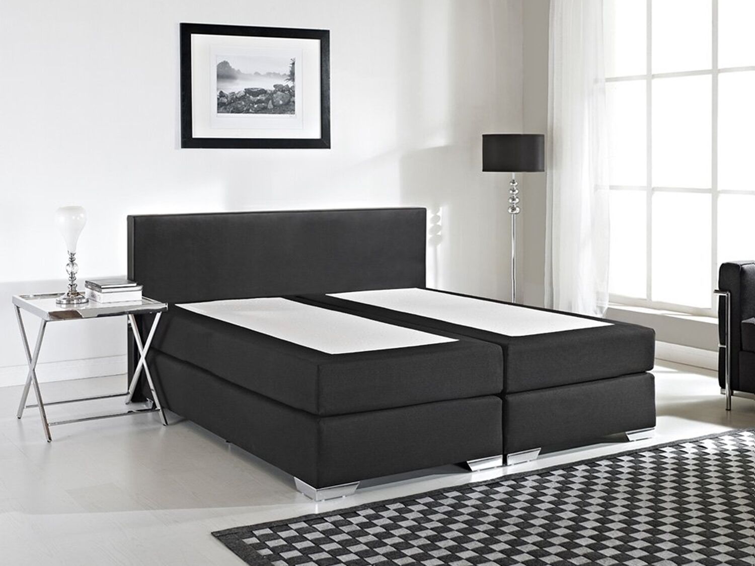 Faux Leather EU Super King Size Divan Bed Black PRESIDENT Beliani.co.uk