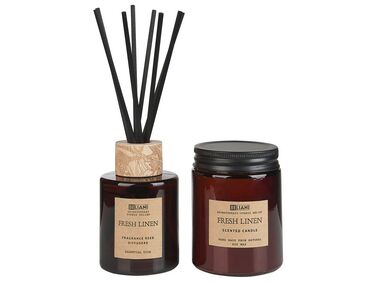 Soy Wax Candle and Reed Diffuser Scented Set Fresh Linen DARK ELEGANCE