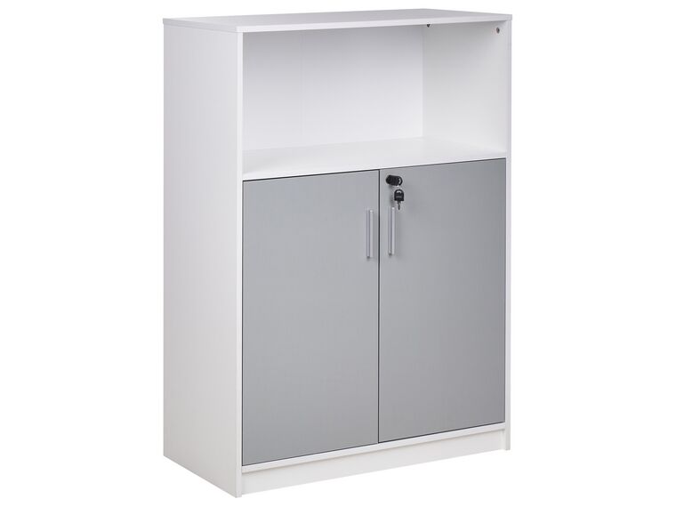 2 Door Storage Cabinet with Shelf Grey and White ZEHNA_885472
