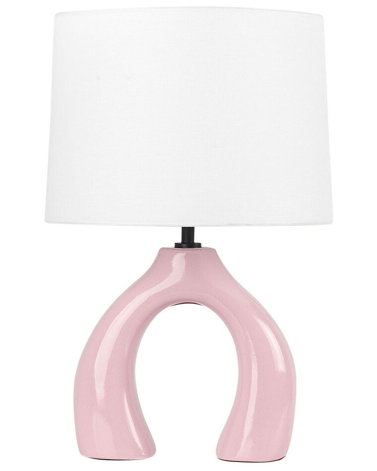 Lampa stołowa ceramiczna różowa ABBIE_891568