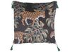 Set of 2 Cushions Leopard Motif with Tassels 45 x 45 cm Black KUHI_801376
