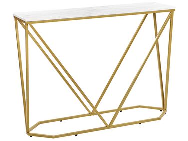 Konzolový stolík s mramorovým efektom biela/zlatá HAZEN