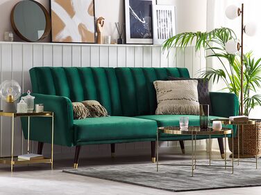 Velvet Sofa Bed Emerald Green VIMMERBY