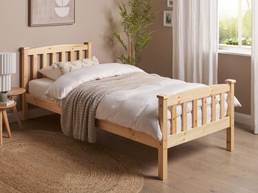 Wooden EU Single Size Bed Light Wood GIVERNY