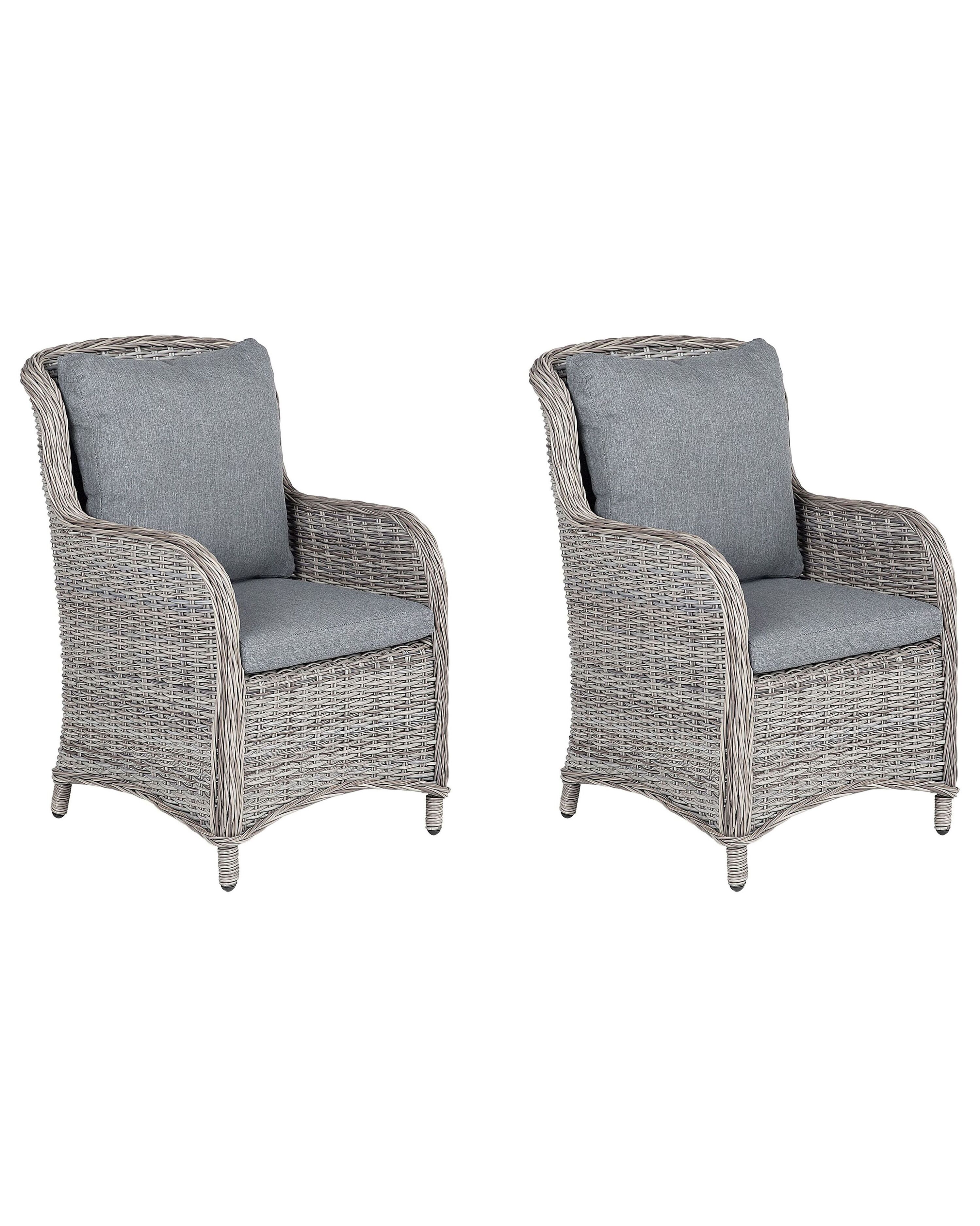 Set of 2 Faux Rattan Garden Chairs Grey CASCAIS | Beliani.co.uk