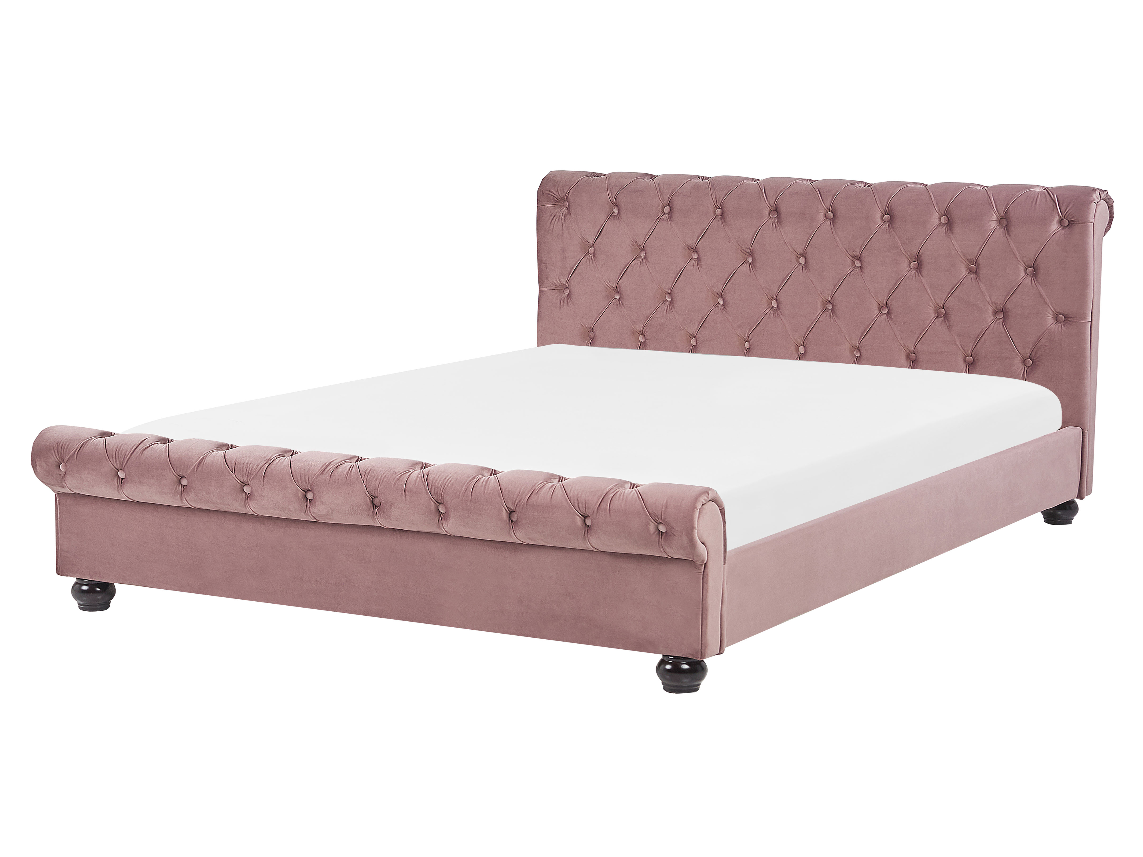 VELVET FABRIC EU King Size Bed Frame 5ft3 Tufted Headboard Pink Avallon