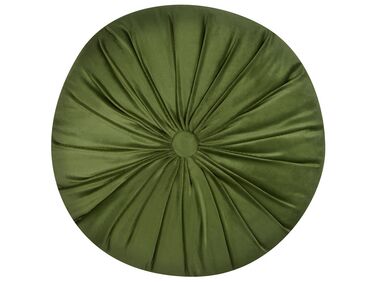 Welurowa poduszka dekoracyjna z plisami ⌀ 38 cm zielona BODAI