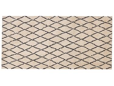Teppich beige / schwarz 80 x 150 cm geometrisches Muster Kurzflor MIDYAT 