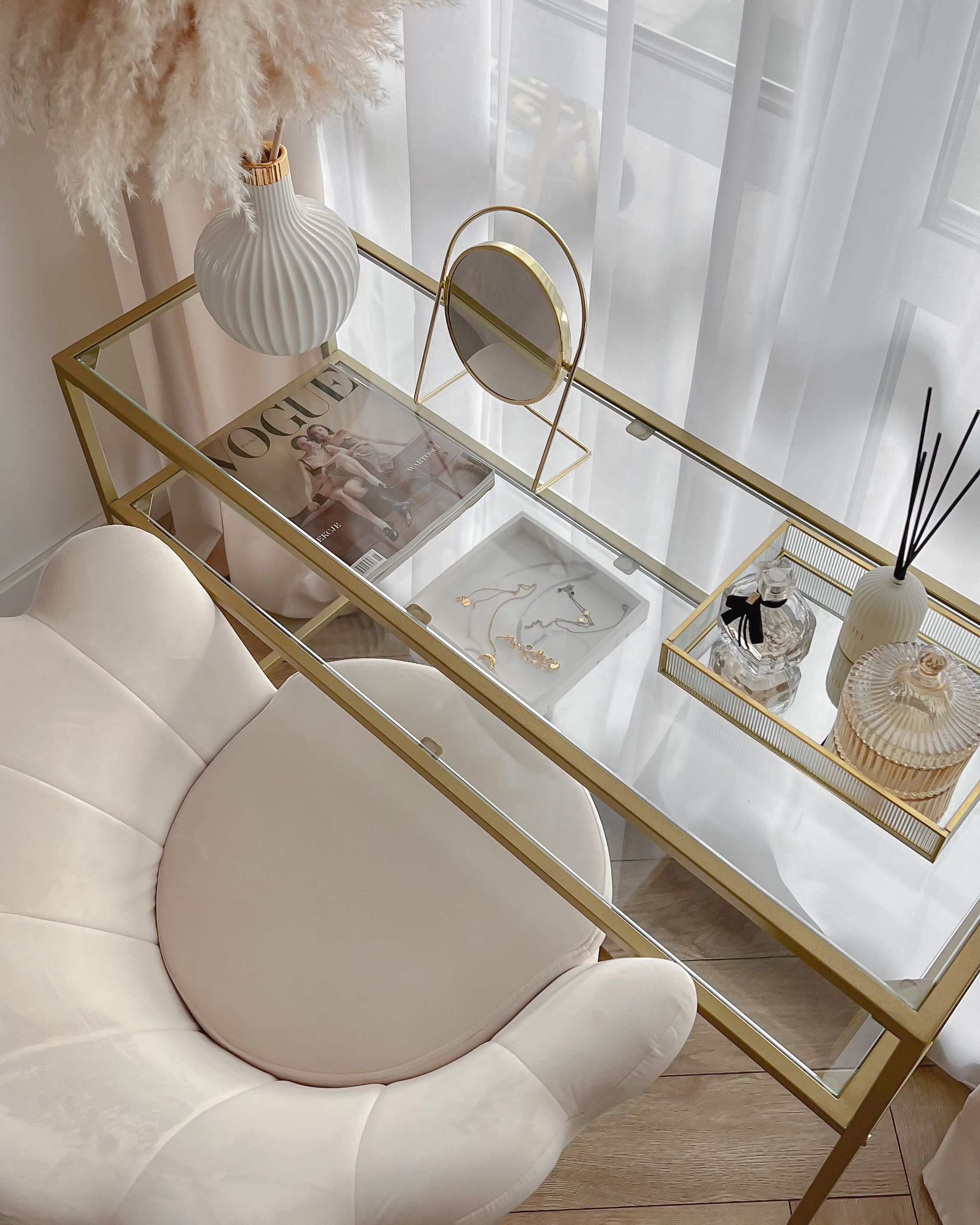 Glass Top Console Table Gold ALINE_877872
