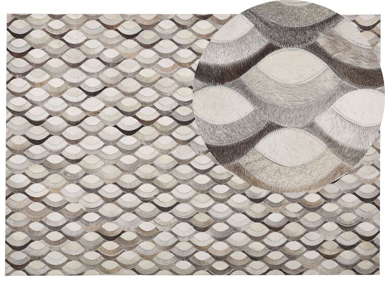 Dywan patchworkowy skórzany 160 x 230 cm brązowo-beżowy KIRCA_787182