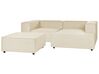 Left Hand 2 Seater Modular Linen Corner Sofa with Ottoman Beige APRICA_856883
