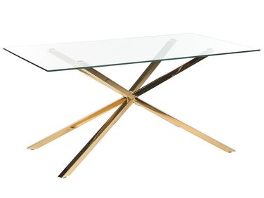 Glass Top Dining Table 160 x 90 cm Gold CORA