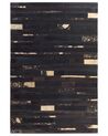 Tappeto patchwork vera pelle 140 x 200 cm nero e oro ARTVIN_642752