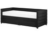 Tagesbett Samtstoff schwarz mit Bettkasten 90 x 200 cm MARRAY_870848