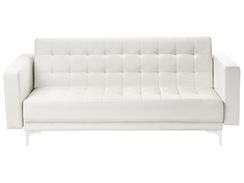 3-istuttava valkoinen keinonahkaverhoiltu vuodesohva ABERDEEN