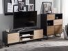Meuble TV bois foncé et clair avec tiroirs et étagères MAINE_817119