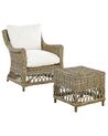 Set of 2 Rattan Garden Chairs with Footstool Natural RIBOLLA_824021