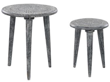 Set of 2 Mango Wood Side Tables Grey JATRA