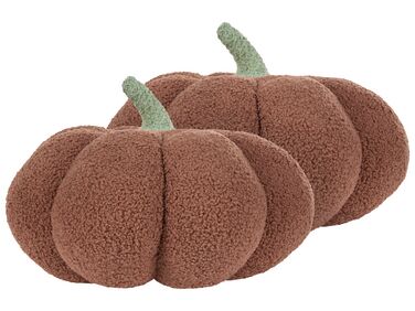 Set of 2 Boucle Cushions Pumpkin ⌀ 35 cm Brown MUNCHKIN