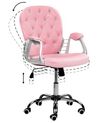 Swivel Faux Leather Office Chair Pink with Crystals PRINCESS_862812
