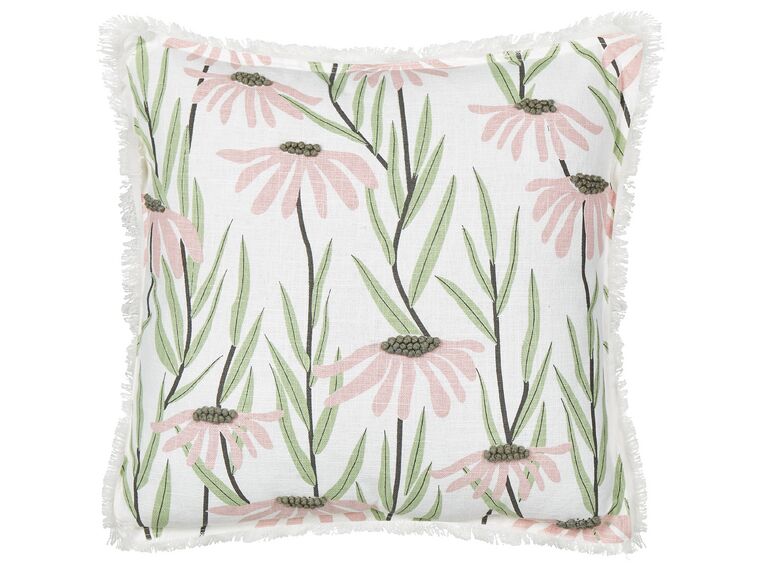 Fringed Cotton Cushion Floral Pattern 45 x 45 cm Multicolour GYNURA_892827