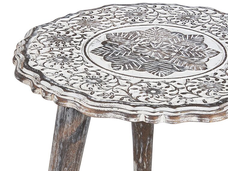 Set of 2 Mango Wood Side Tables OffWhite ADRO Beliani.se