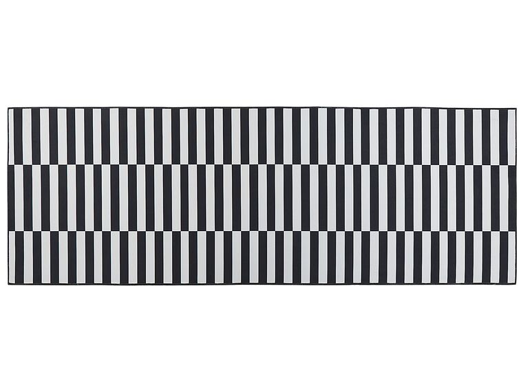 Teppich schwarz / weiß 70 x 200 cm Streifenmuster Kurzflor PACODE_831674