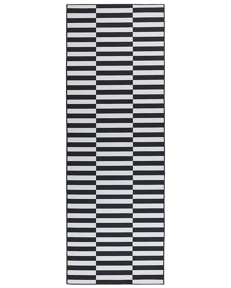 Teppich schwarz / weiß 70 x 200 cm Streifenmuster Kurzflor PACODE_831674
