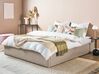 Čalúnená béžová posteľ s úložným priestorom 180 x 200 cm DINAN_721461