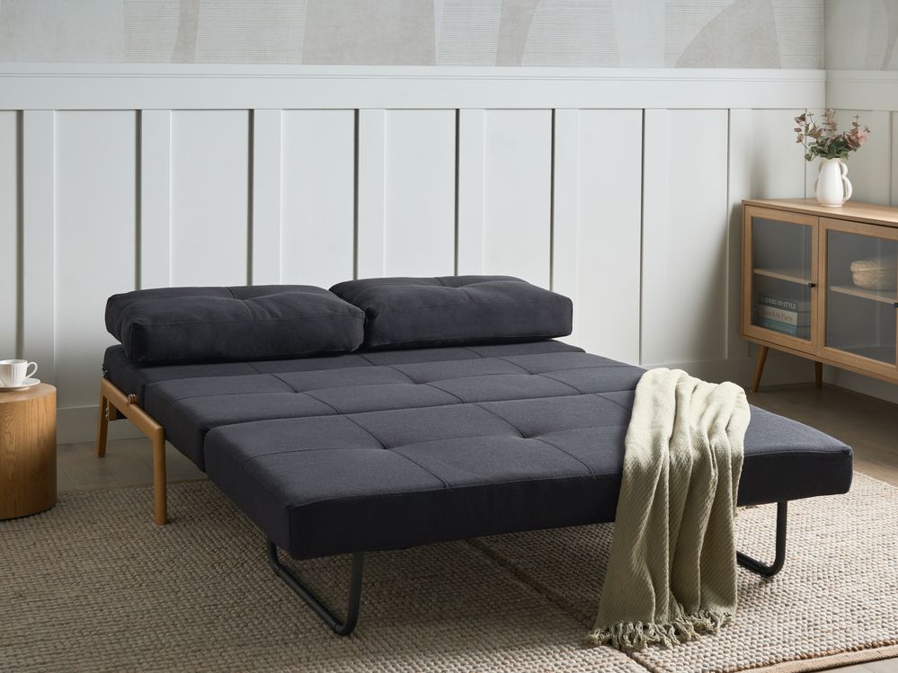 Fabric Sofa Bed Black EDLAND Beliani.co.uk