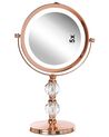 Lighted Makeup Mirror ø 18 cm Rose Gold CLAIRA_813653