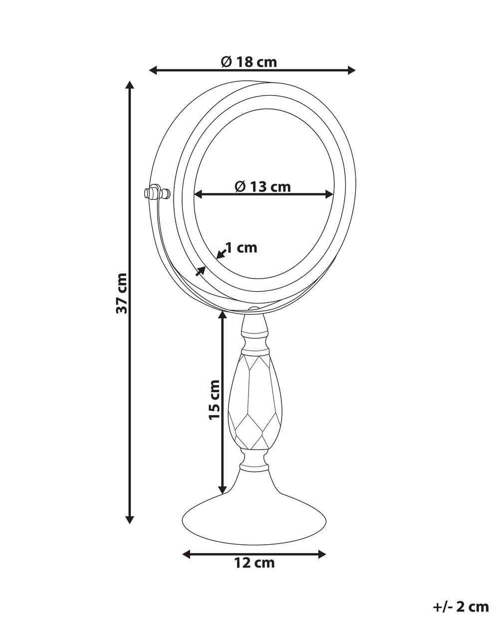 Lighted Makeup Mirror ø 18 cm Gold MAURY Beliani.co.uk