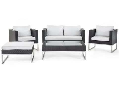 4 Seater Rattan Garden Sofa Set White Crema Beliani No 4 Seater Rattan Garden Sofa Set White, White Garden Sofa Set