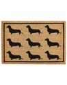 Tapete de entrada padrão de cães em fibra de coco natural 40 x 60 cm SIKARAM_905622