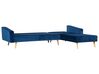 Canapé angle côté gauche convertible en velours bleu 4 places VADSO_750059