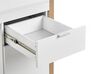 Schreibtisch weiß / heller Holzfarbton 110 x 50 cm Schublade Schrank JOHNSON_790290